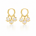 Gold hoop earrings with dangling opal stones, elegant anti-tarnish jewelry for women