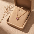 Elegant gold necklace with pink heart pendant, anti-tarnish jewelry for women, luxury gift style