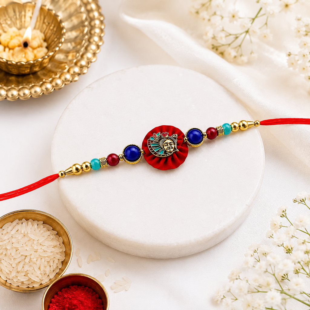 Krishna Designer Rakhi for Brother – Premium Flute Motif Rakhi