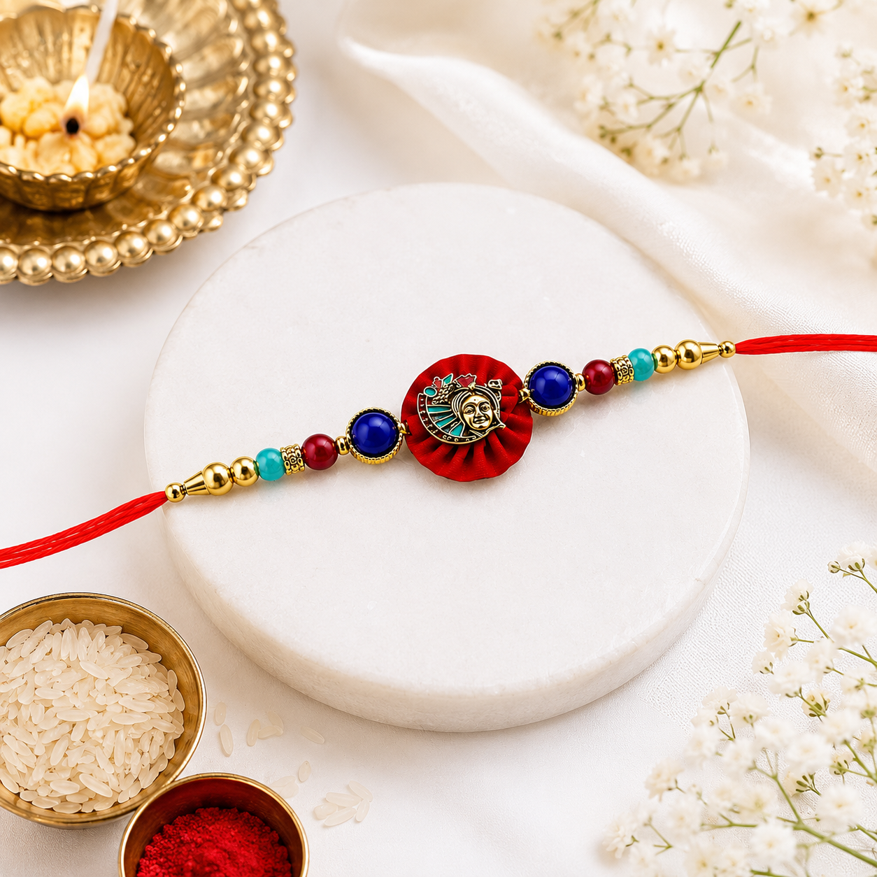 Krishna Designer Rakhi for Brother – Premium Flute Motif Rakhi