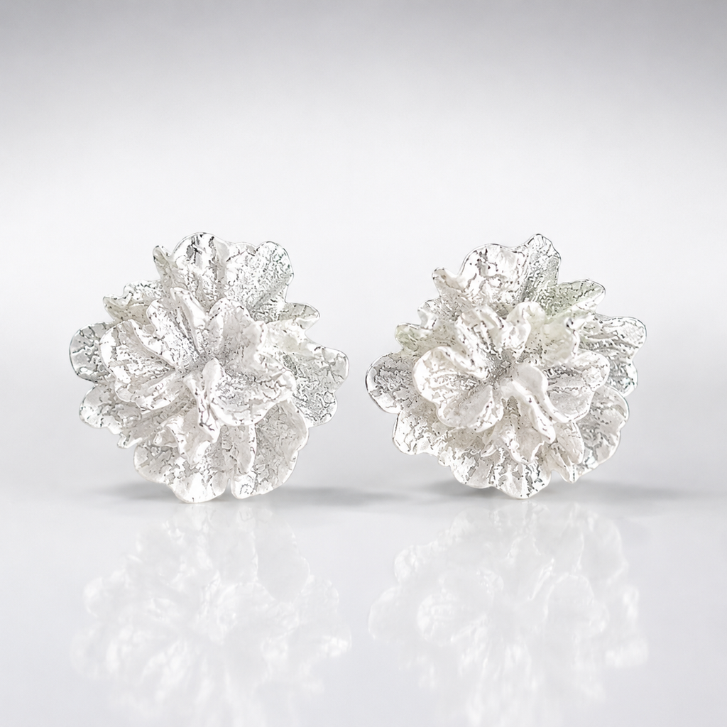 Silver flower stud earrings, anti-tarnish jewelry for women, elegant everyday luxury style