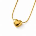 Gold heart pendant necklace with snake chain, anti-tarnish luxury jewelry for women