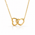 Gold double heart pendant necklace, anti-tarnish luxury jewelry for women, elegant everyday style