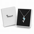 Larimar Dolphin Pendant Necklace – Silver CZ Crystal Snake Chain