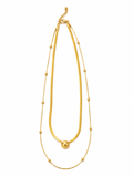 Gold Layered Ball Pendant Necklace | Herringbone & Satellite Chain | Women's Gift Jewellery