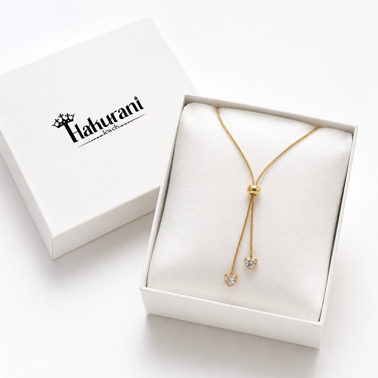 Adjustable Gold Heart Drop Necklace for Women | Anti-Tarnish Crystal Pendant Necklace