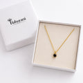 18K Gold Black Solitaire Pendant Necklace — Round Cut CZ