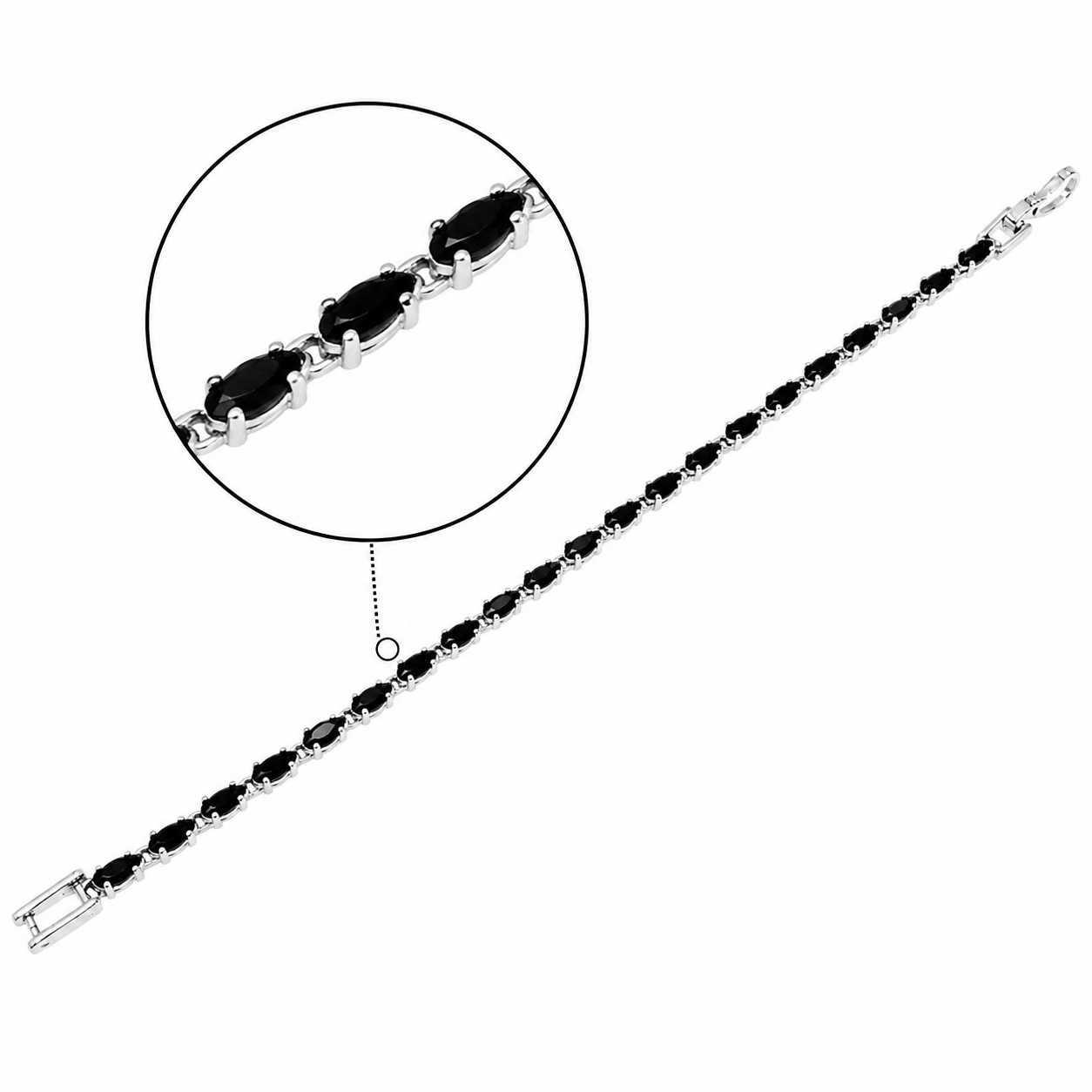 Black Stone Bracelet for Women – Stylish Silver Tennis Bracelet