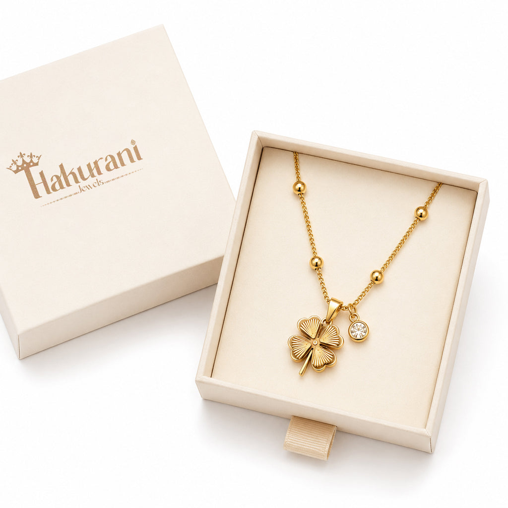 Lucky Clover Gold Pendant Necklace for Women | Elegant Charm Jewelry