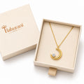 Gold Crescent Moon Necklace | CZ Diamond Pendant