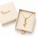 Floral Gemstone Pendant Necklace | 18K Gold Plated | Snake Chain