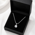 Silver Crystal Pendant Necklace for Women – Elegant Cushion Cut Pendant