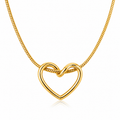 Gold heart pendant necklace with infinity knot design, anti-tarnish luxury jewelry for women