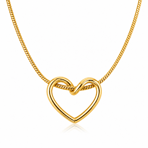 Gold heart pendant necklace with infinity knot design, anti-tarnish luxury jewelry for women