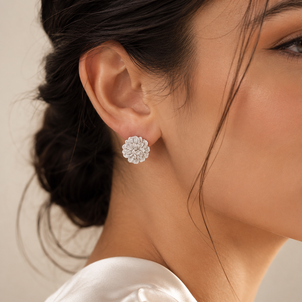 Floral stud earrings for women, elegant anti-tarnish jewelry perfect for everyday wear
