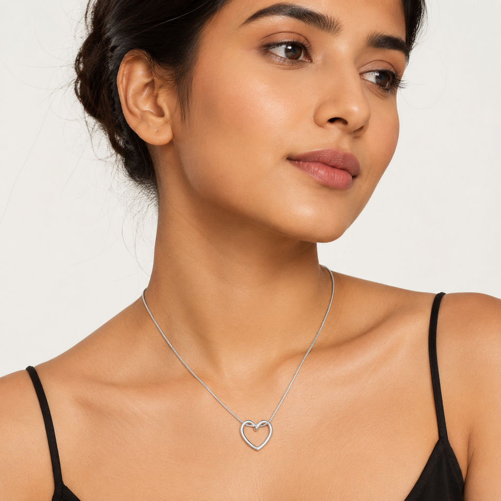 Elegant silver heart necklace for women, anti-tarnish everyday luxury jewelry