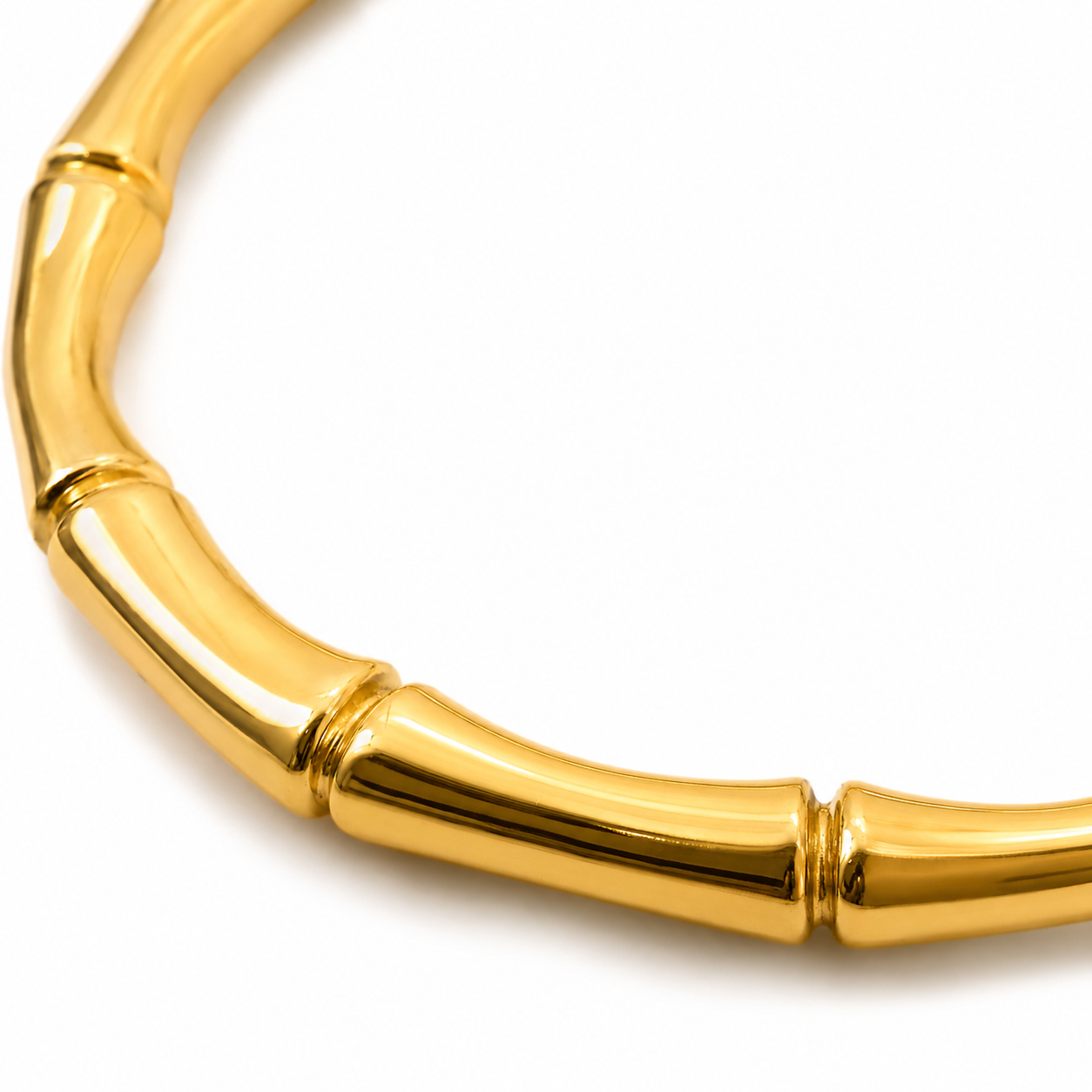 Gold bamboo-style necklace, anti-tarnish luxury jewelry for women