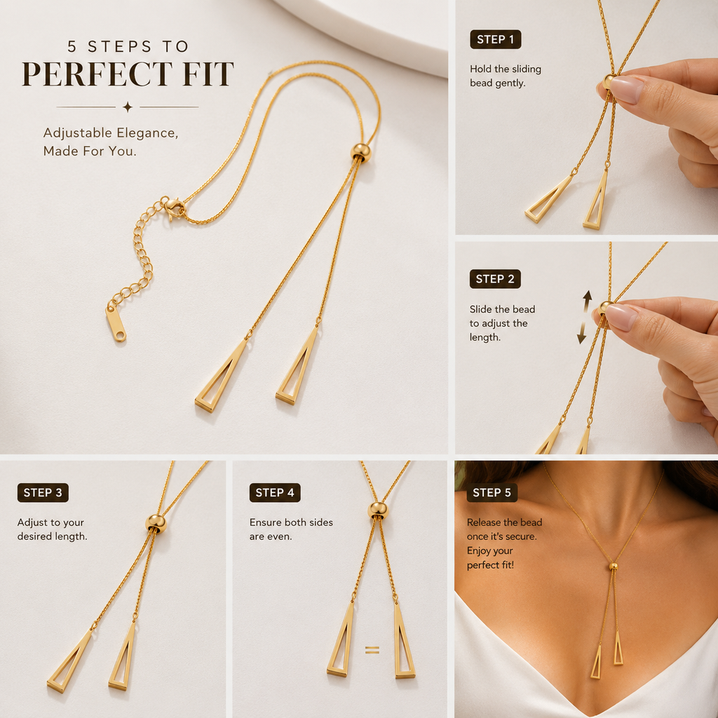 Adjustable gold necklace with sliding bead for perfect fit, elegant everyday luxury jewelry for women