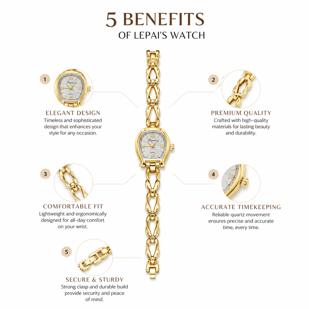 Lvpai Women's Gold Quartz Watch – Oval Dial & Twist Chain Strap