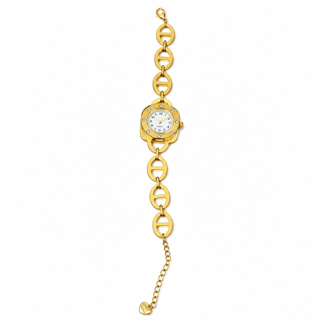 Women's Gold-Tone Bracelet Watch | Crystal Bezel, Mariner Chain Strap
