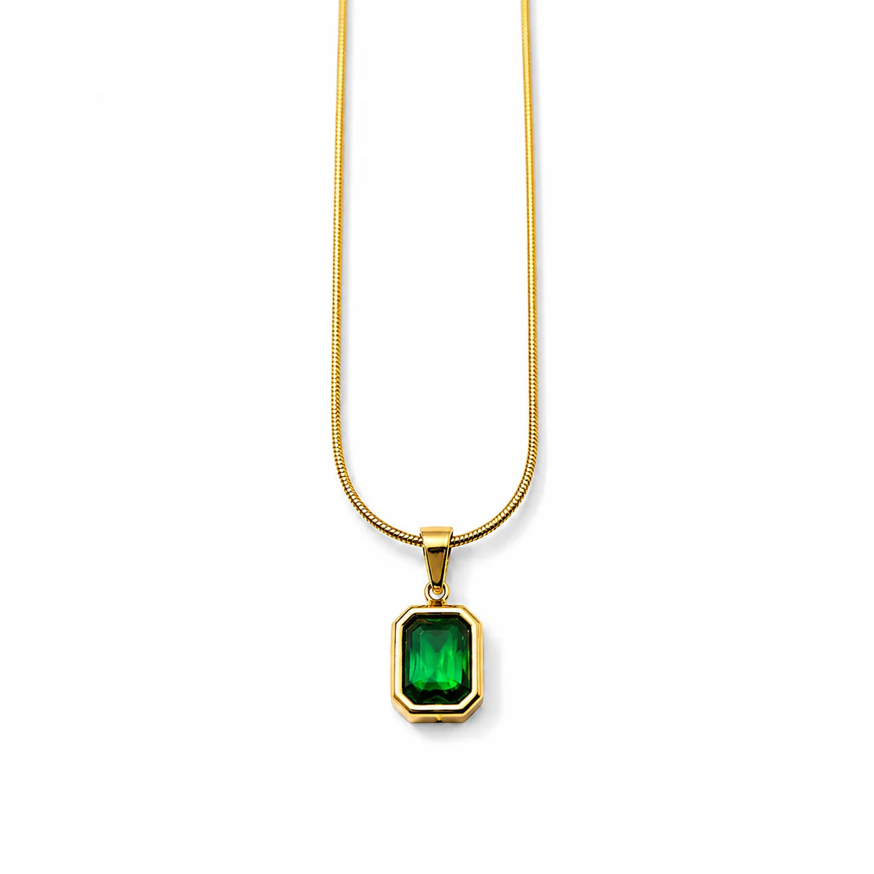 Emerald Green Pendant & Heart Bracelet Combo | 18K Gold Plated Anti-Tarnish Jewellery