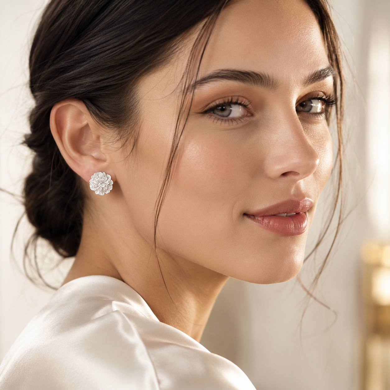 Elegant floral stud earrings for women, anti-tarnish luxury jewelry
