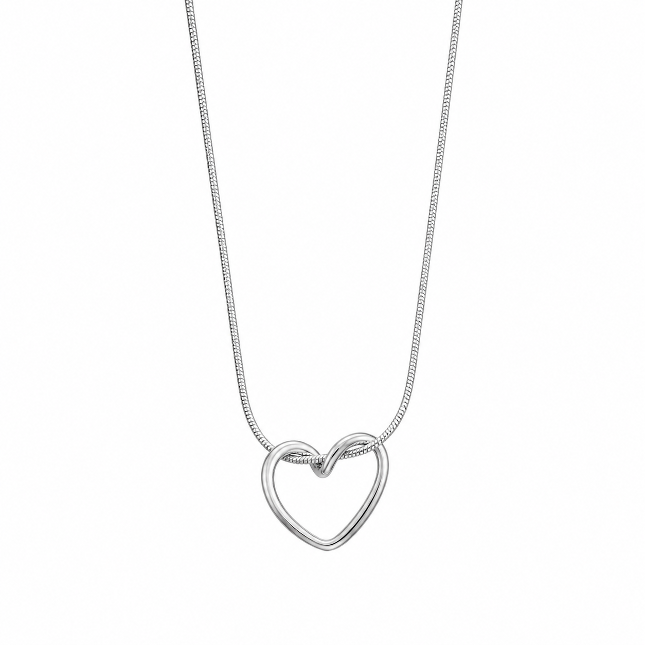 Elegant silver heart pendant necklace with anti-tarnish finish, perfect for everyday luxury style.