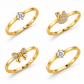 Gold-Tone CZ Ring Set of 4 for Women