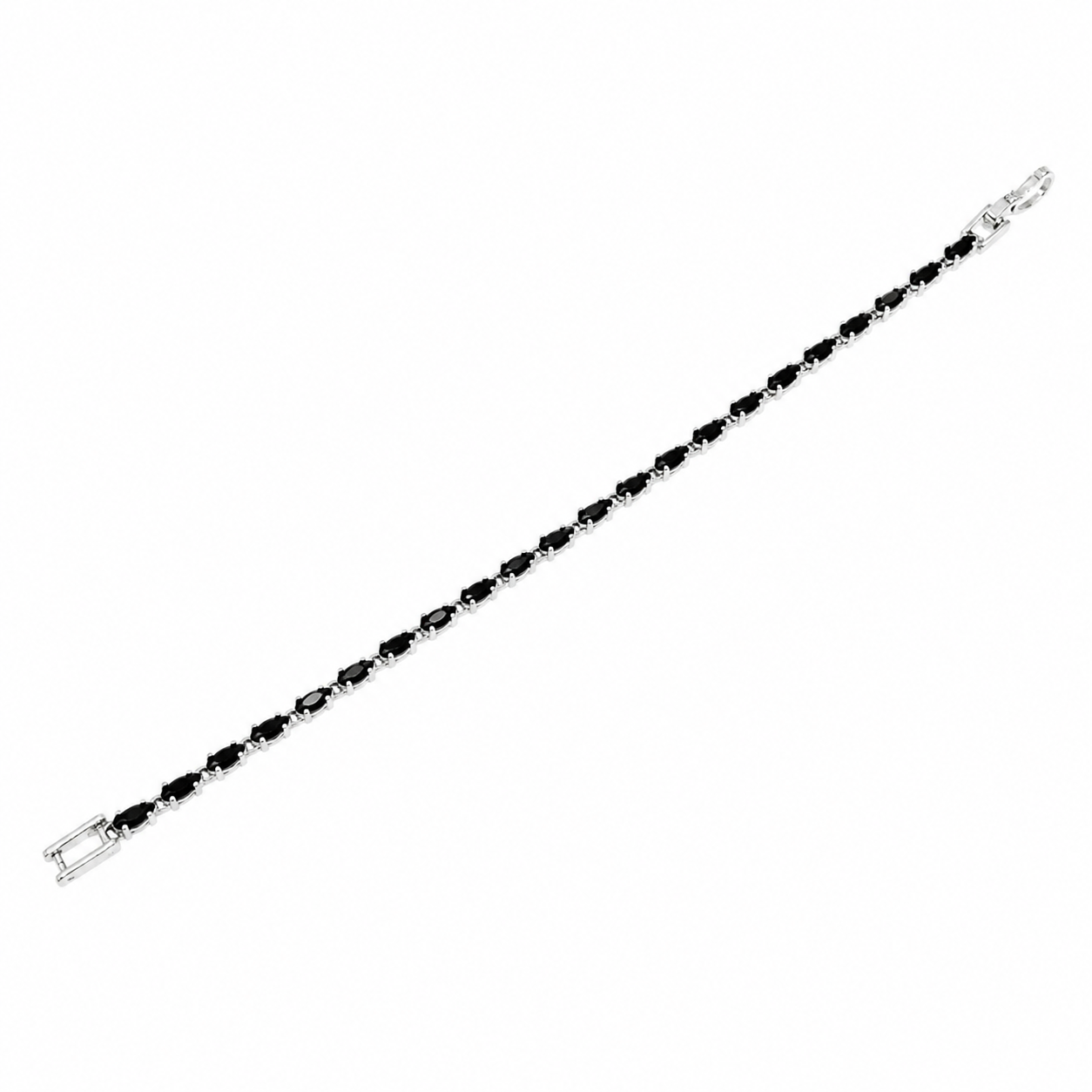 Black Stone Bracelet for Women – Stylish Silver Tennis Bracelet