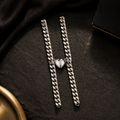 Silver heart pendant necklace with chunky chain, anti-tarnish jewelry for women