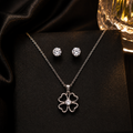 Elegant clover pendant necklace & stud earrings set, anti-tarnish jewelry for women, luxury everyday style