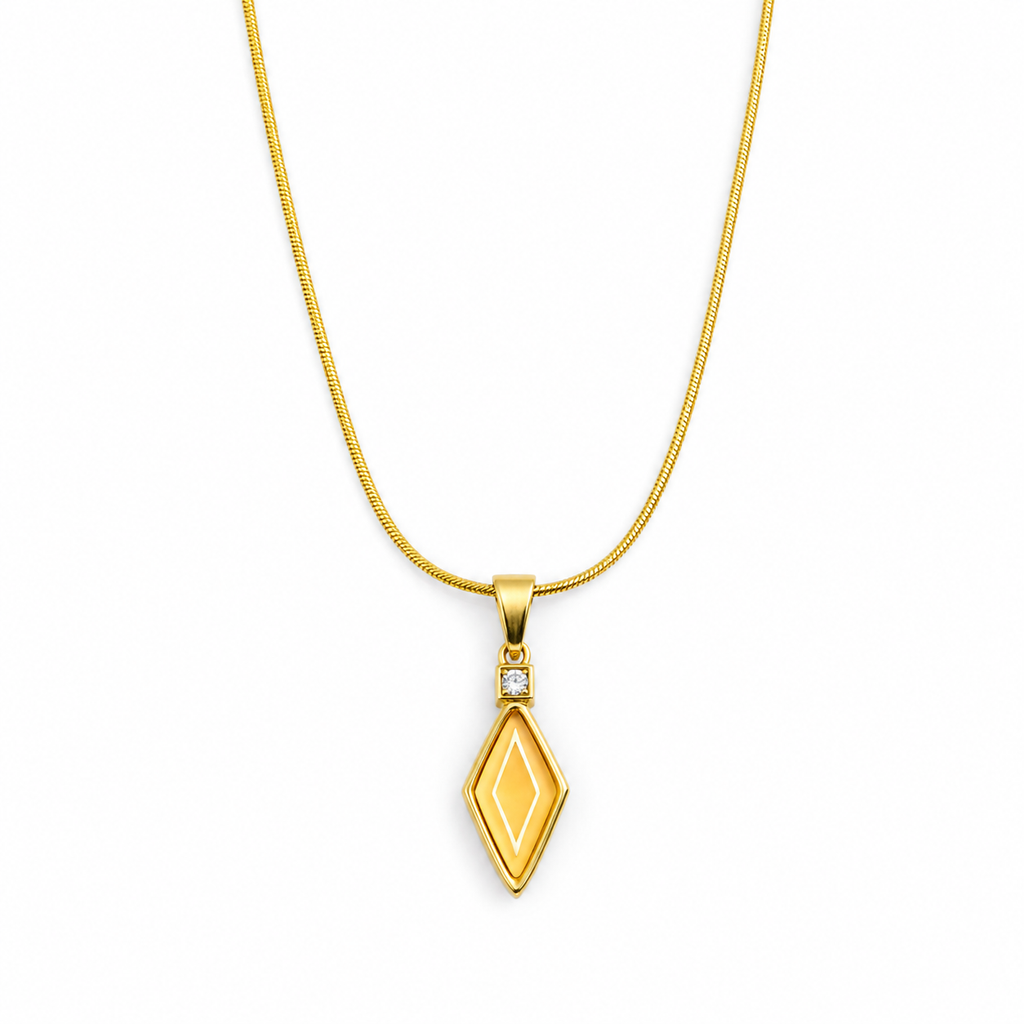 Geometric Gold Plated Pendant Necklace for Women | Anti-Tarnish Everyday Chain | Minimal Diamond Shape Pendant