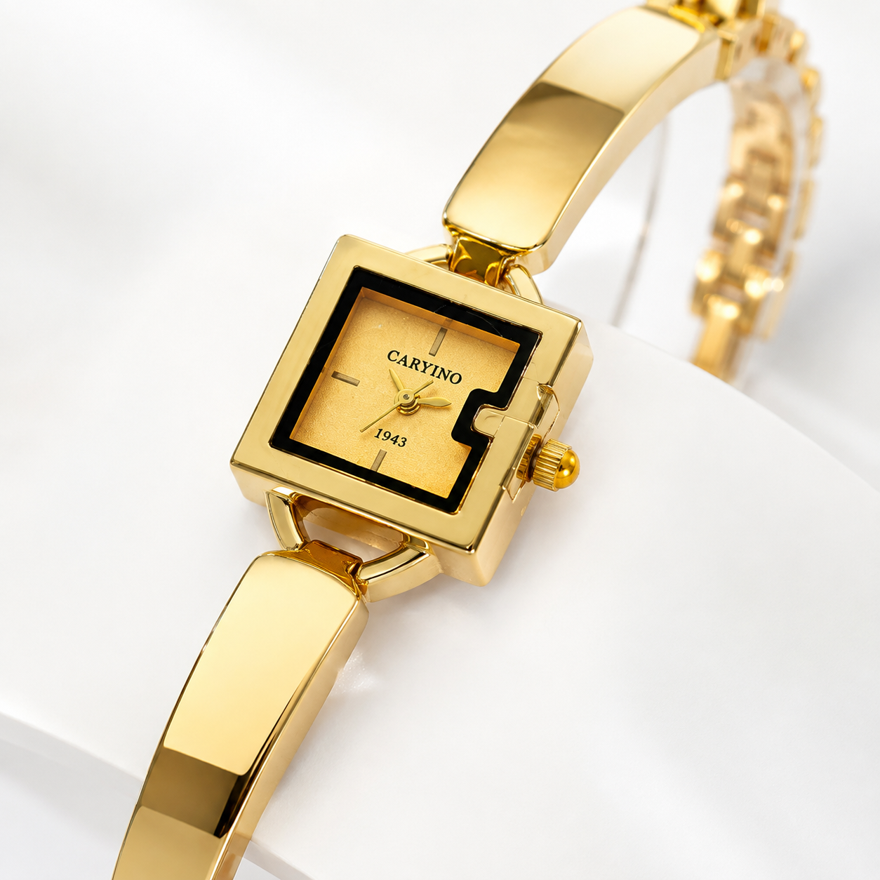Luxury Gold-Tone Square Bracelet Watch for Women | Premium Elegant Wrist Watch