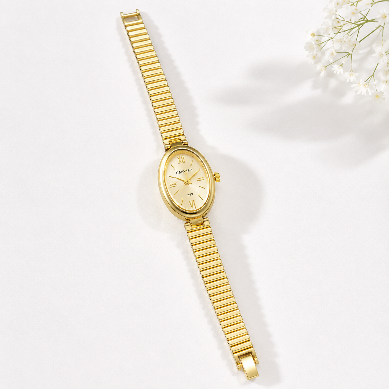 Luxury Gold Oval Bracelet Watch for Women | Elegant Analog Wrist Watch