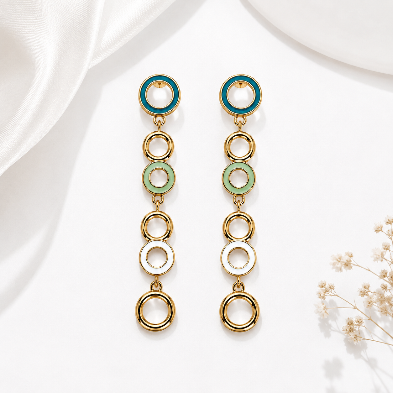 18K Gold Plated Circle Drop Earrings | Anti Tarnish