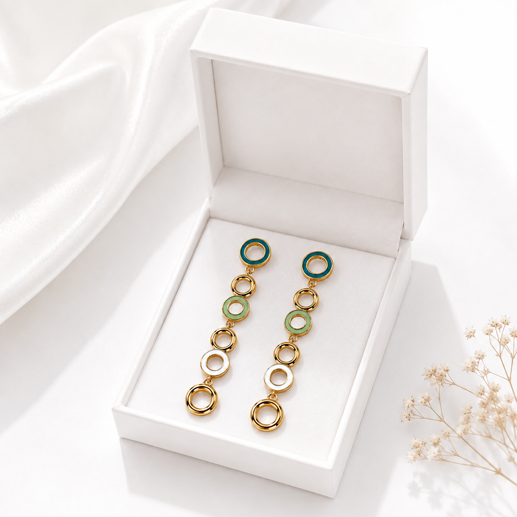 18K Gold Plated Circle Drop Earrings | Anti Tarnish