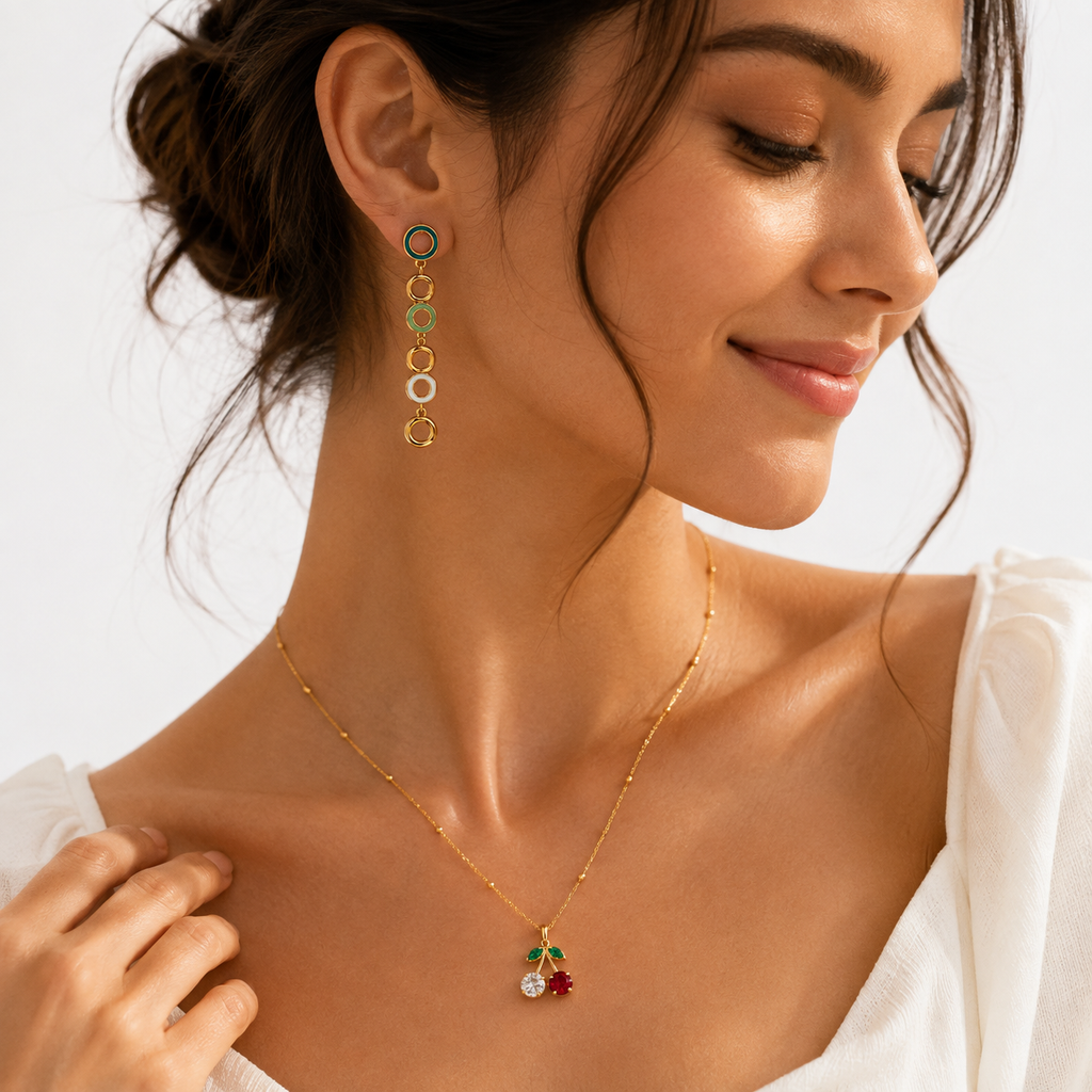 18K Gold Plated Circle Drop Earrings | Anti Tarnish