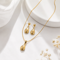 Gold-Plated Teardrop Star Necklace & Earrings Set for Women | Elegant Jewellery Set