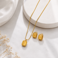 Gold-Plated Geometric Pendant Necklace & Earrings Set for Women | Elegant Statement Jewellery