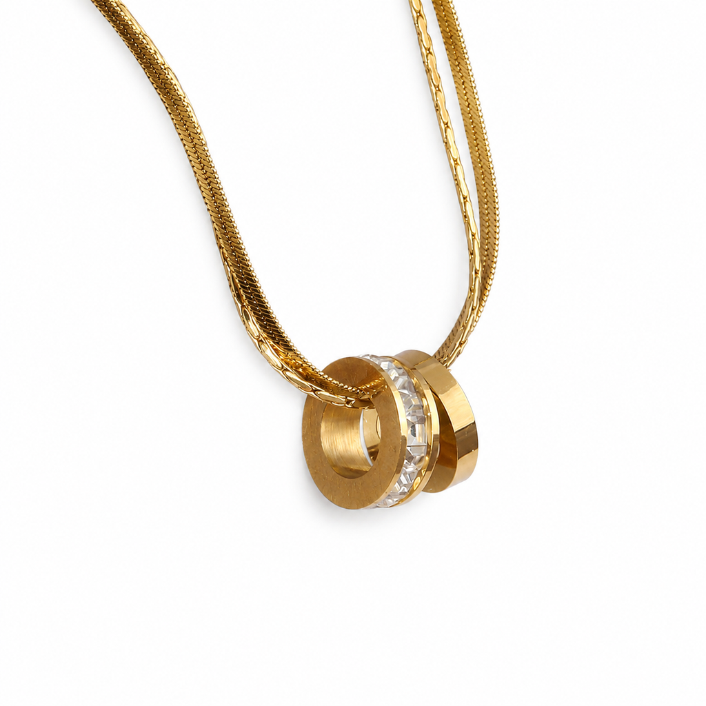 Gilded Rings Layered Necklace