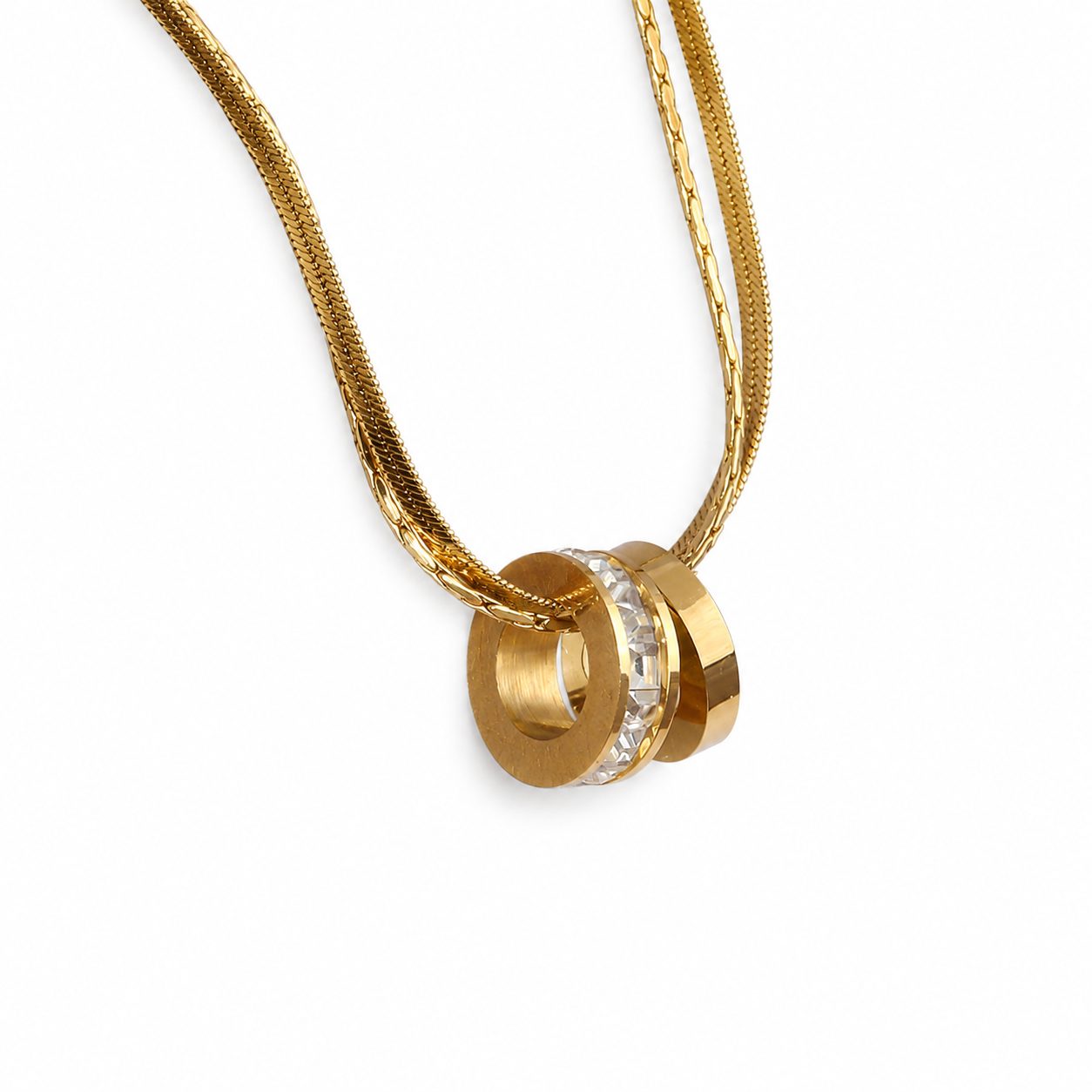 Gilded Rings Layered Necklace