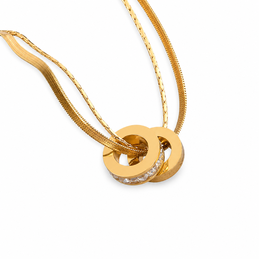 Gilded Rings Layered Necklace