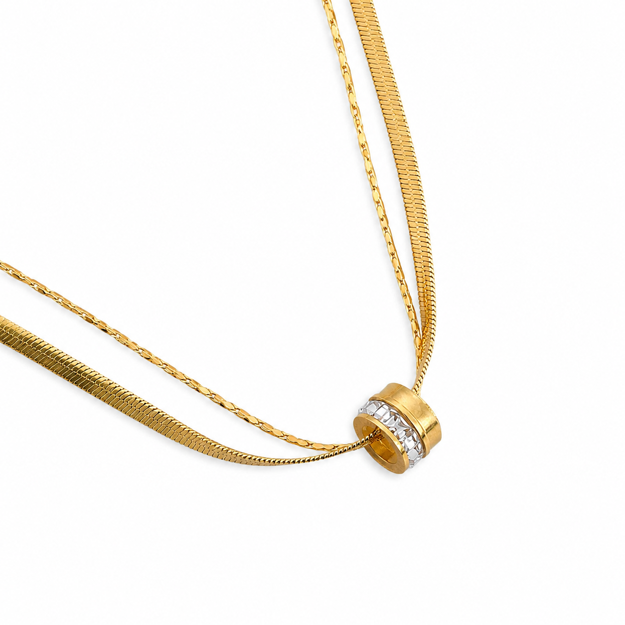 Gilded Rings Layered Necklace
