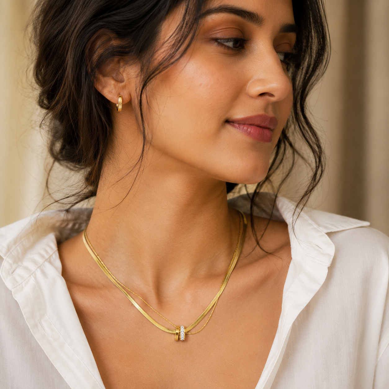 Gilded Rings Layered Necklace