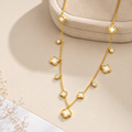 Gold-Tone Clover Charm Necklace with White Accents for Women