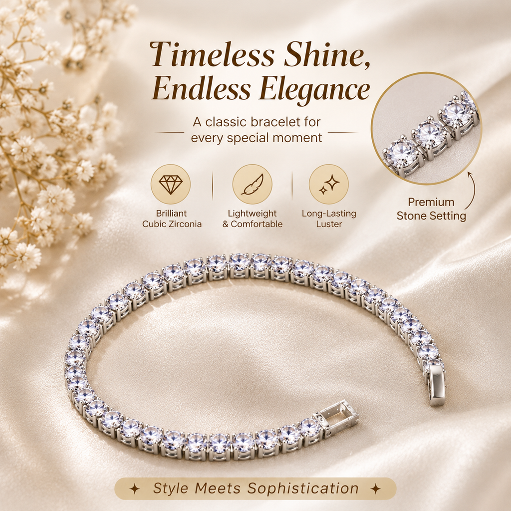 Classic Crystal Tennis Bracelet for Women
