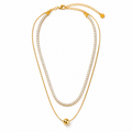 Elegant Gold Double-Layer Crystal Ball Necklace for Women