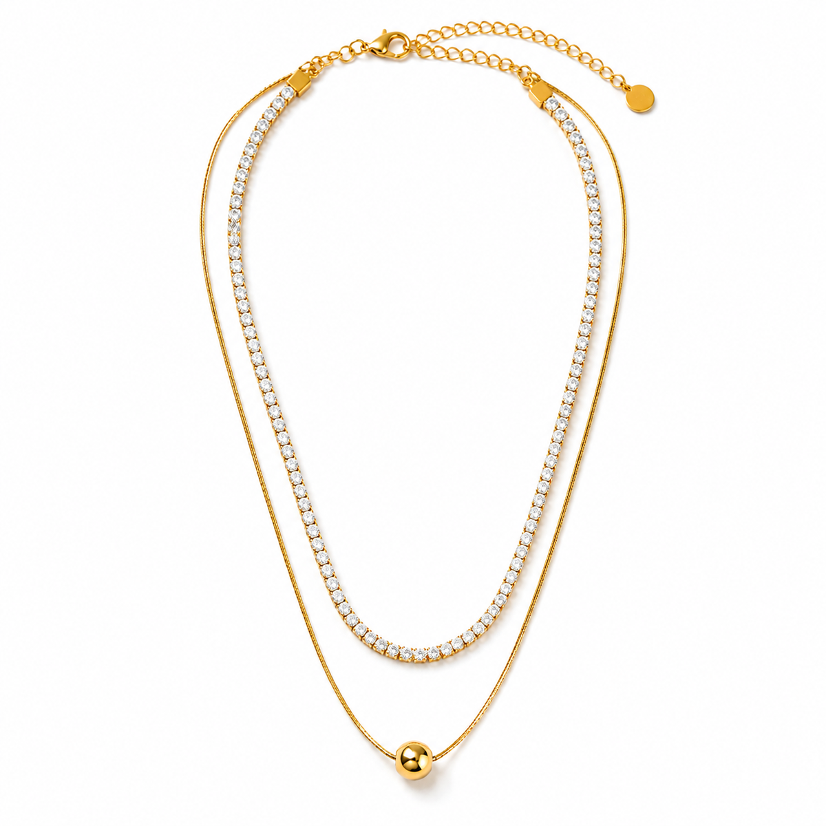 Elegant Gold Double-Layer Crystal Ball Necklace for Women