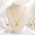 Gold Heart Crystal Tennis Chain Necklace for Women