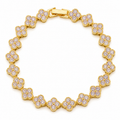 Gold Floral Crystal Link Bracelet for Women